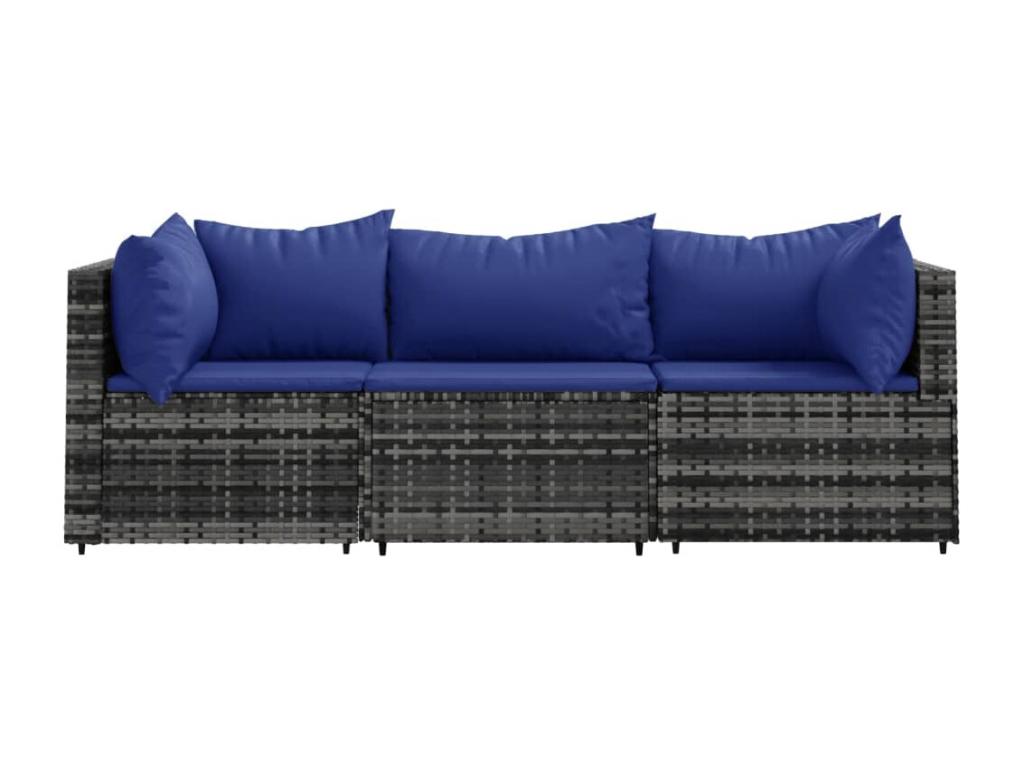 Set di mobili da esterno in vimini intrecciato in resina grigia - dlz1766459457958