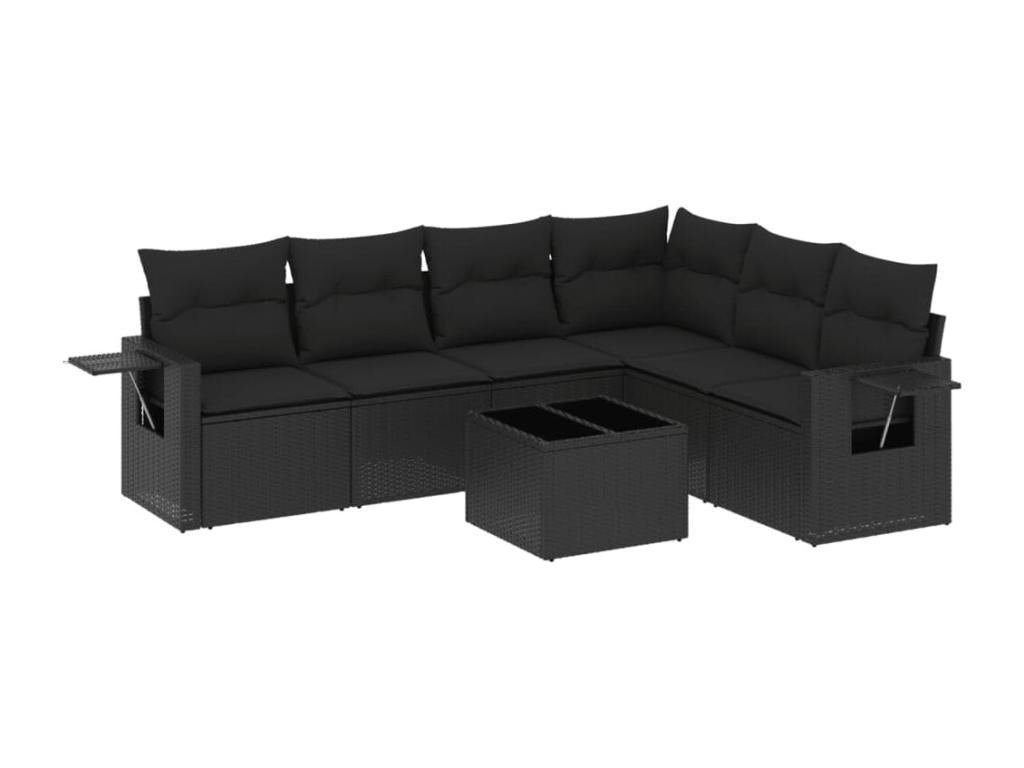 Set di mobili da esterno in vimini intrecciato in resina nera - dlz1766459940036