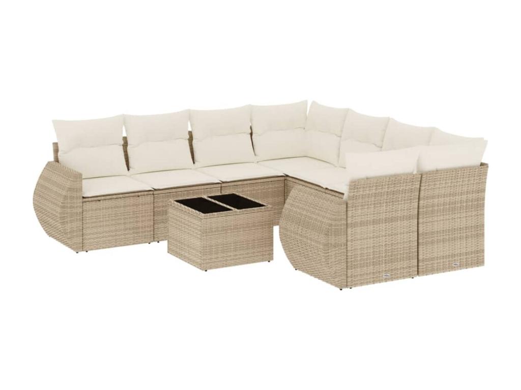 Set di mobili da esterno in vimini intrecciato in resina beige - dlz1766459528841