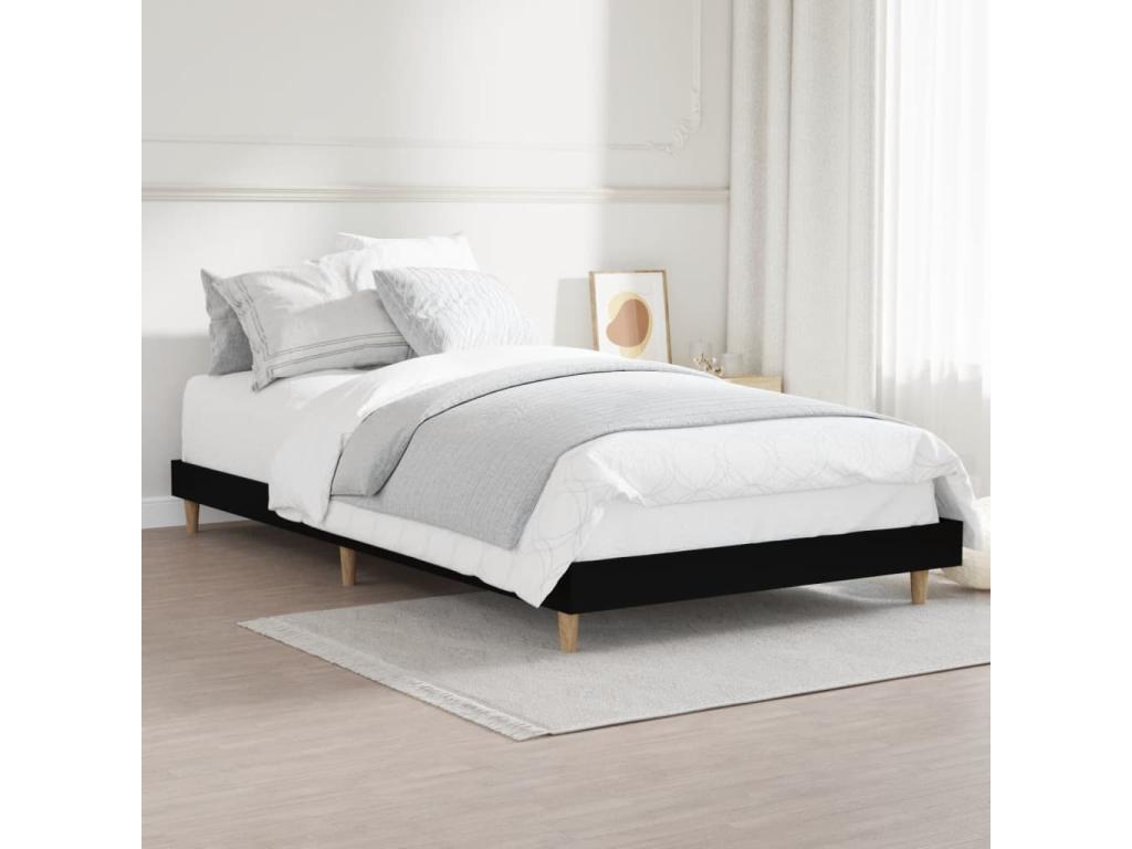 Struttura letto in legno ingegnerizzato nero, 90 x 190 cm