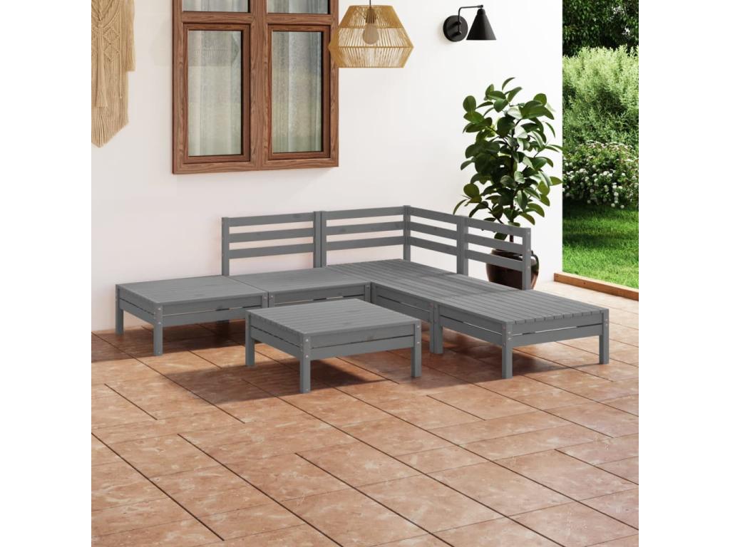 Set di mobili da esterno in legno di pino grigio - dlz1766459816718