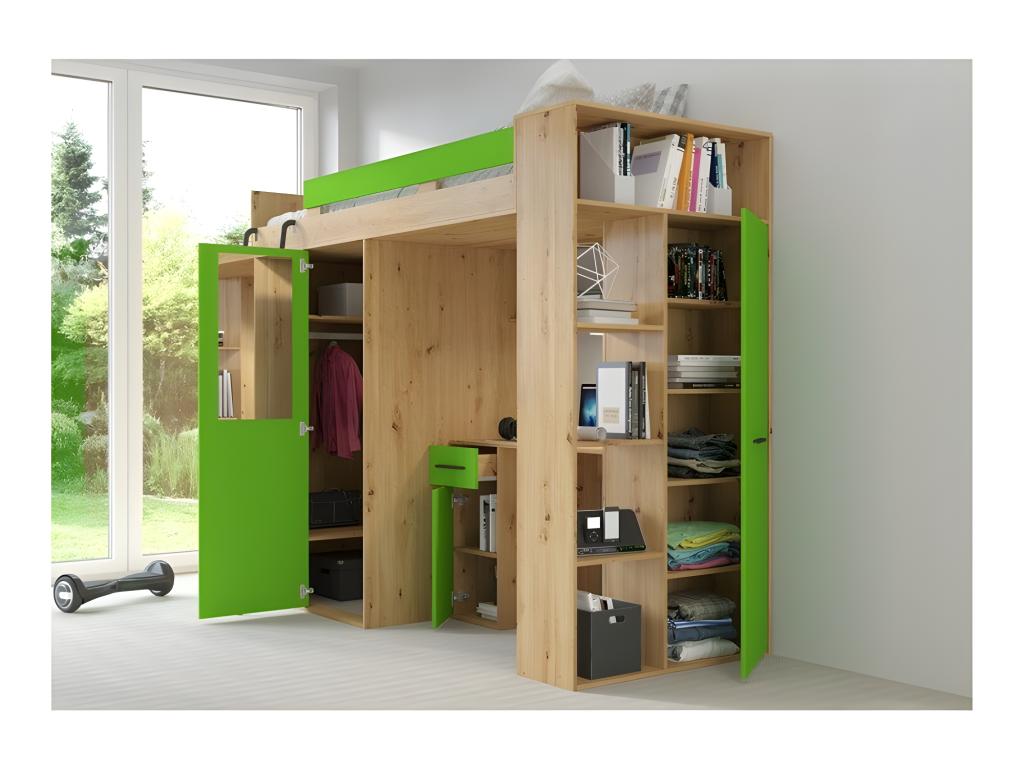 Letto in legno di rovere marrone, 90 x 200 cm