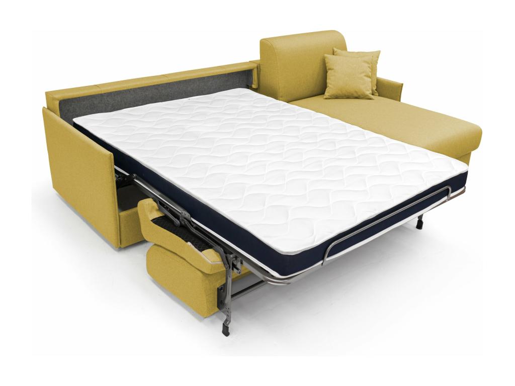 Divano letto in tessuto giallo, 140 x 197 cm