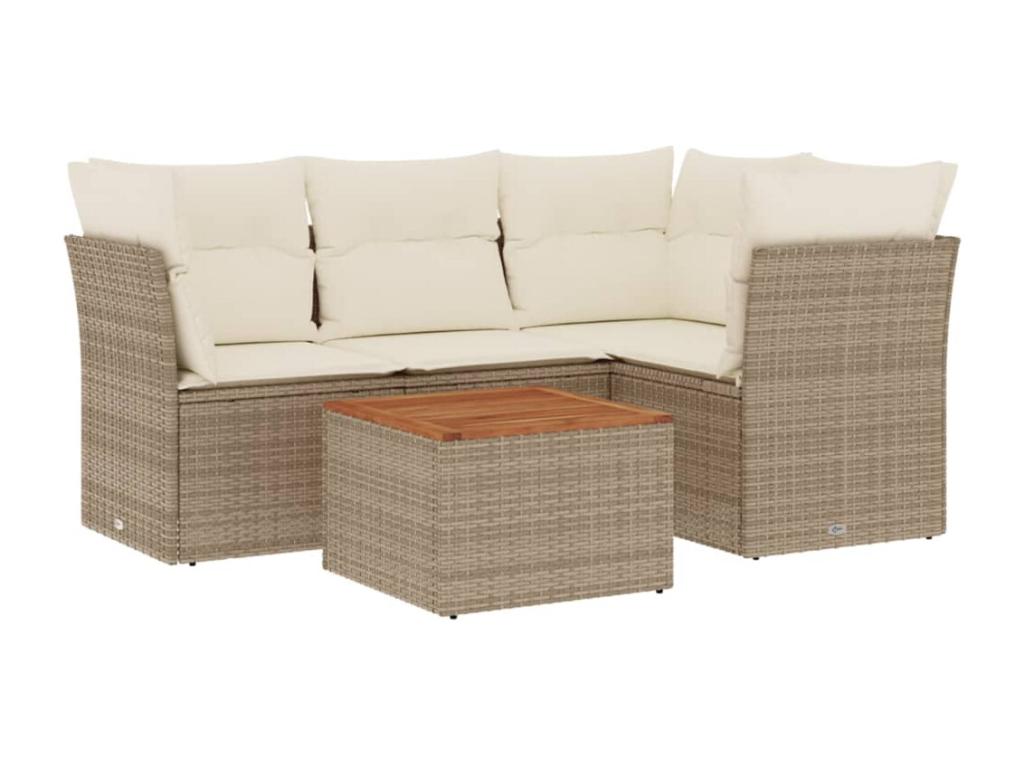 Set di mobili da esterno in vimini intrecciato in resina beige - dlz1766459728223