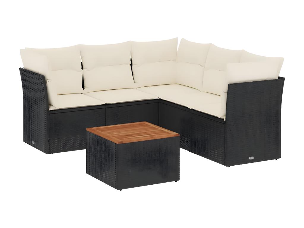 Set di mobili da esterno in vimini intrecciato in resina nera - dlz1766459400788