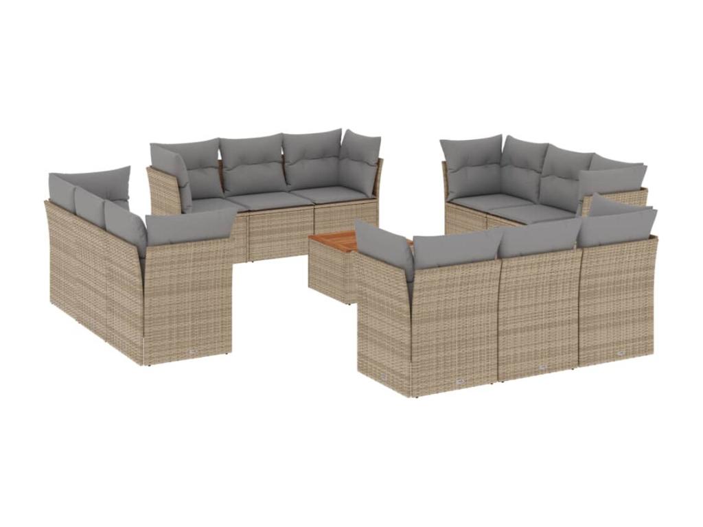 Set di mobili da esterno in vimini intrecciato in resina beige - dlz1766459677184