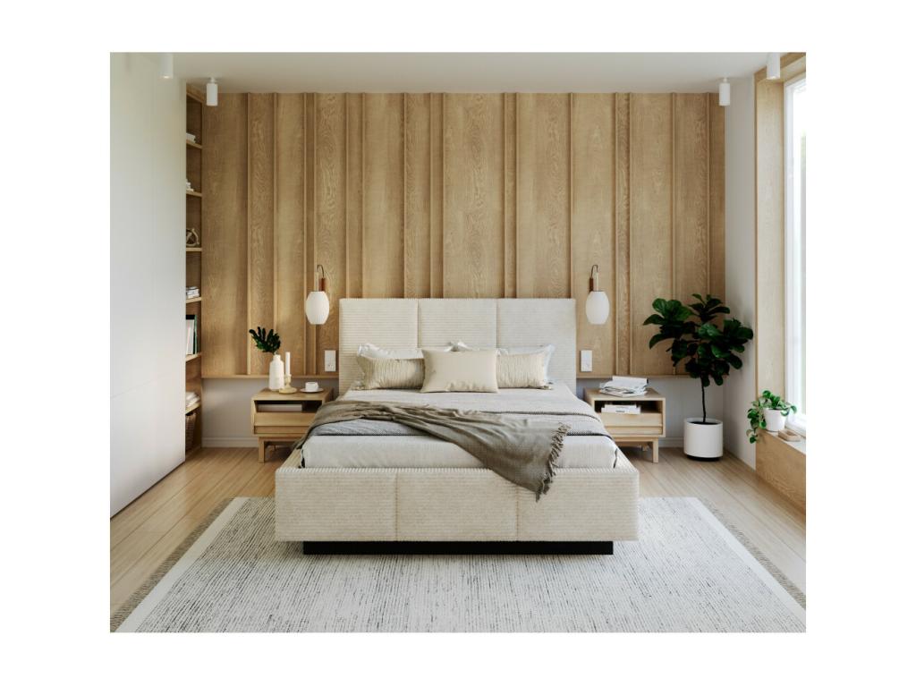 Letto in velluto beige, 160 x 200 cm