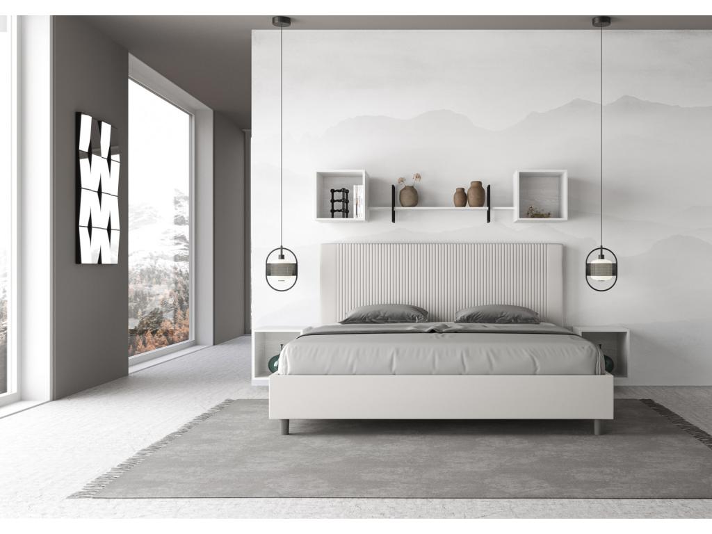 Letto in similpelle bianca, 200 x 210 cm
