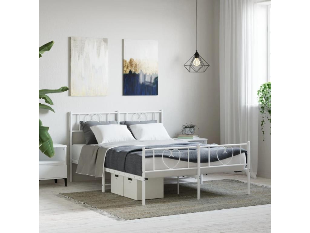 Struttura letto in metallo bianco, 140 x 190 cm