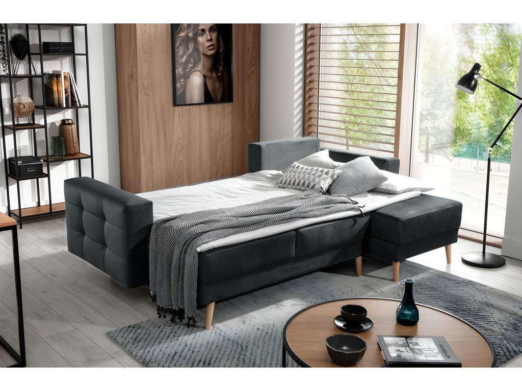 Divano letto in velluto antracite