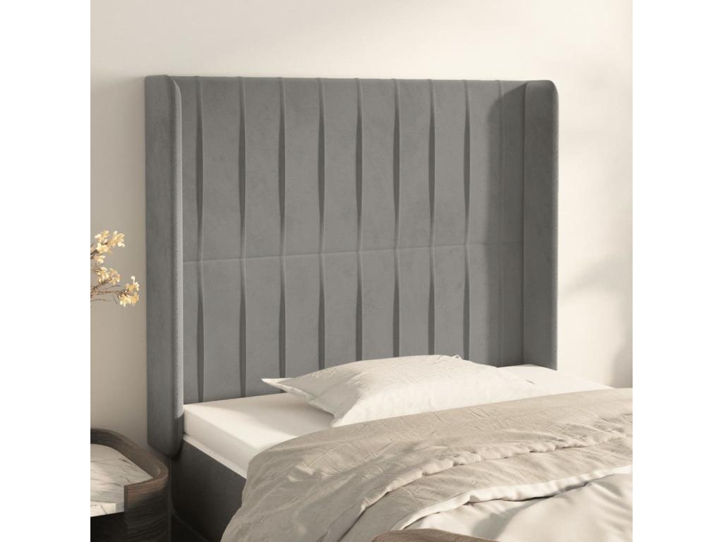 Letto in velluto grigio, 93 x 16 x 118 cm