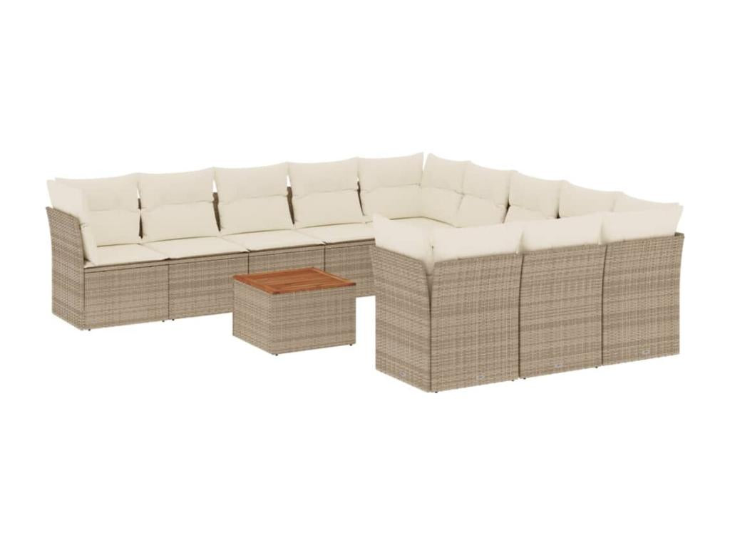 Set di mobili da esterno in vimini intrecciato in resina beige - dlz1766460096318