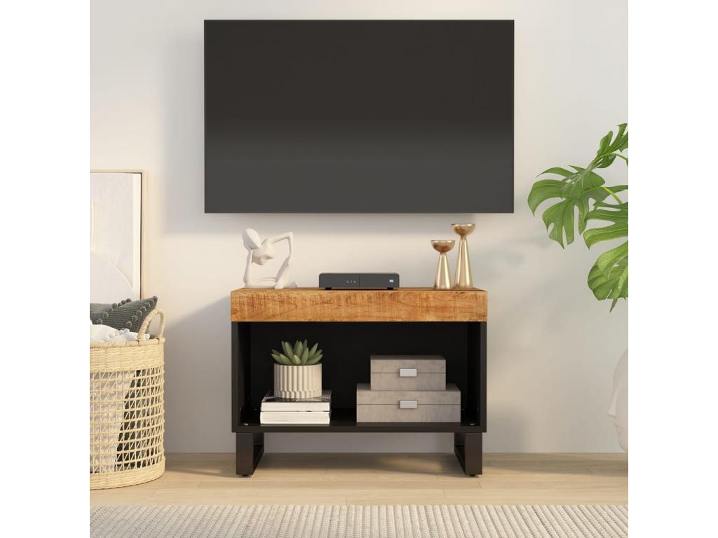 Mobile TV in legno massello marrone, 60 x 33 x 43,5 cm
