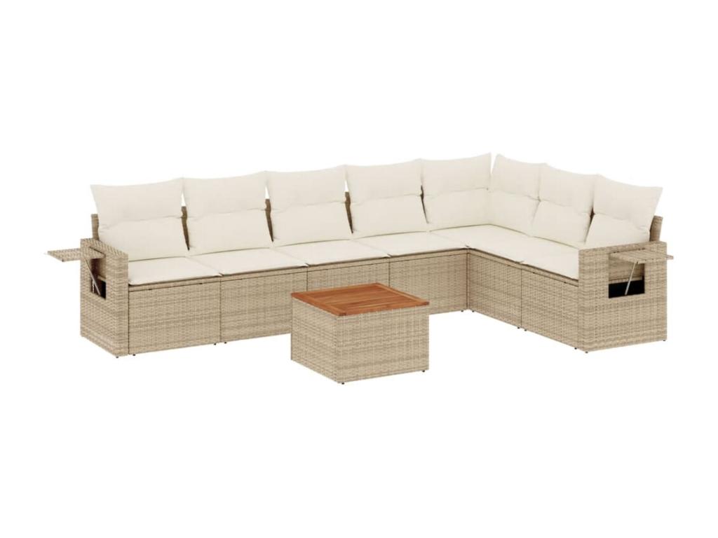Set di mobili da esterno in vimini intrecciato in resina beige - dlz1766459462843