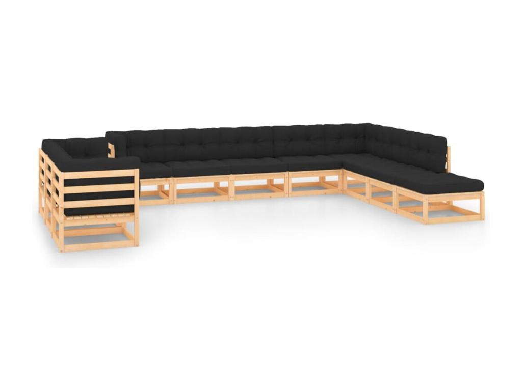 Set di mobili da esterno in legno di pino antracite