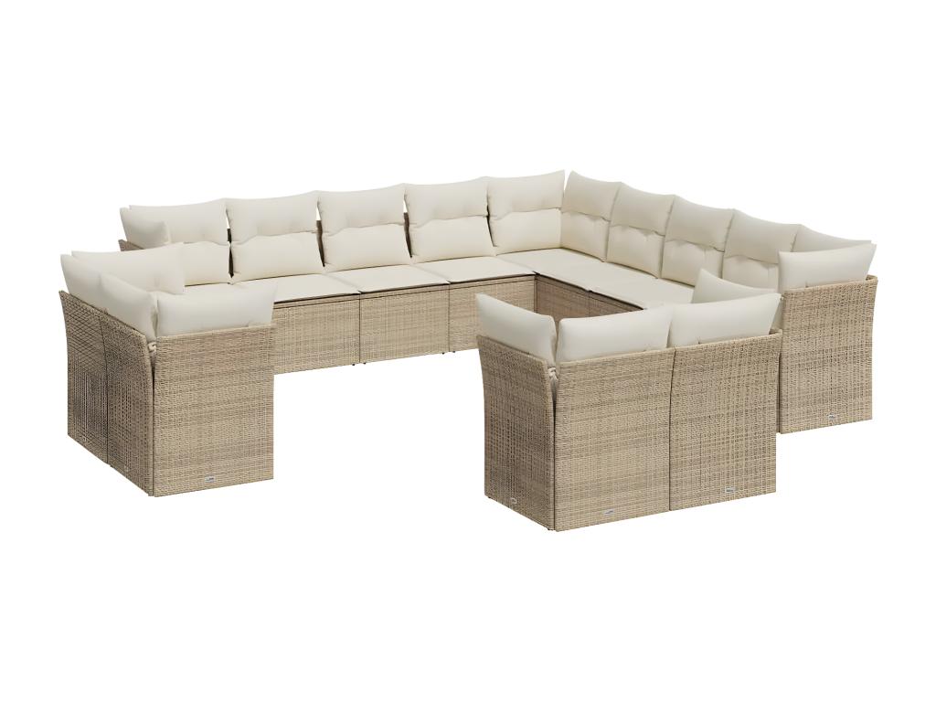 Set di mobili da esterno in vimini intrecciato in resina beige - dlz1766459719115