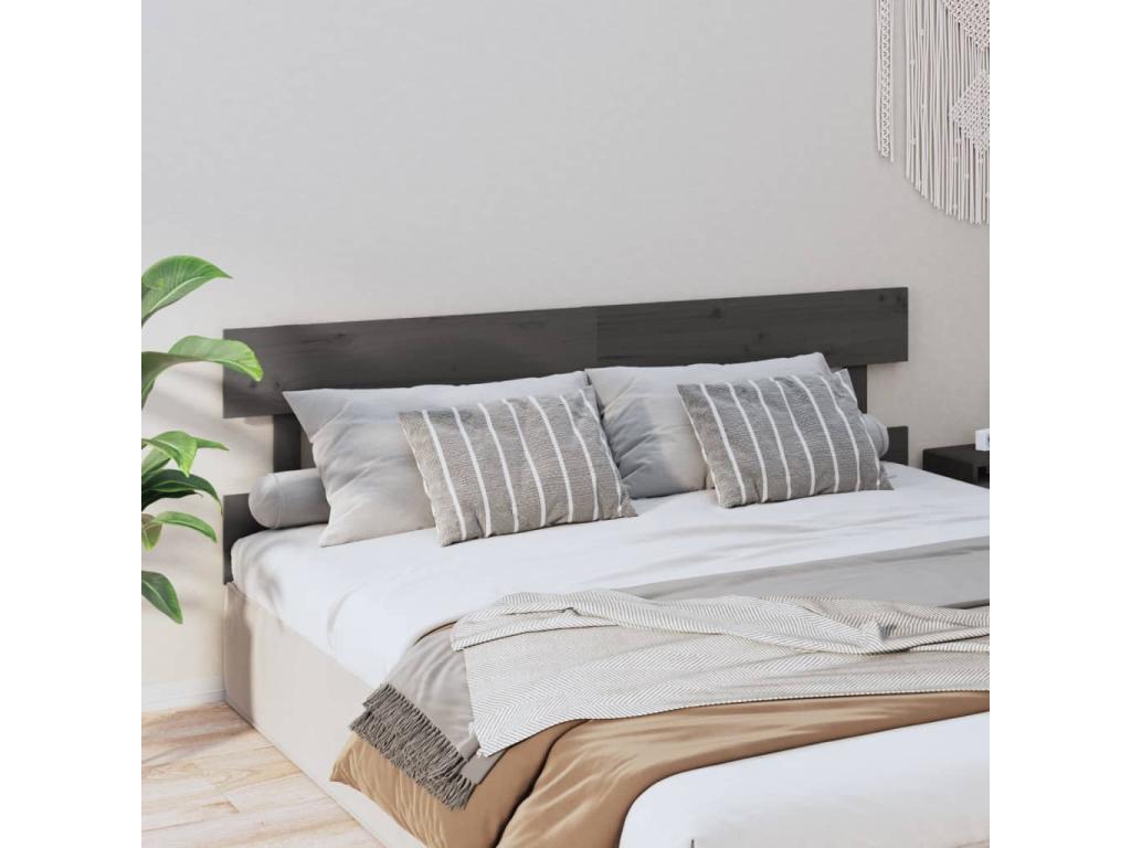 Letto in legno massello grigio, 184 x 3 x 81 cm