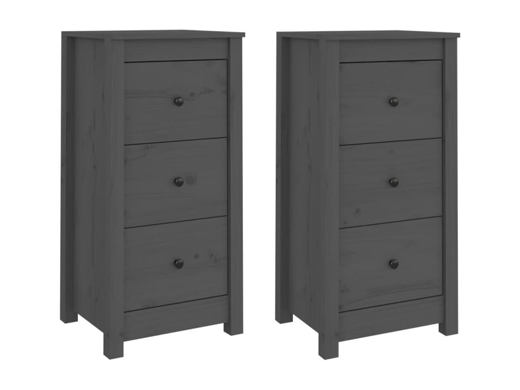 Credenza in legno massello grigio, 40 x 35 x 80 cm