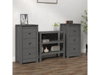 Credenza in legno massello grigio, 40 x 35 x 80 cm