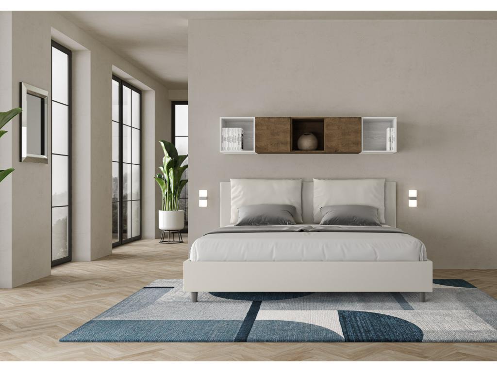 Letto in similpelle bianca, 180 x 190 cm