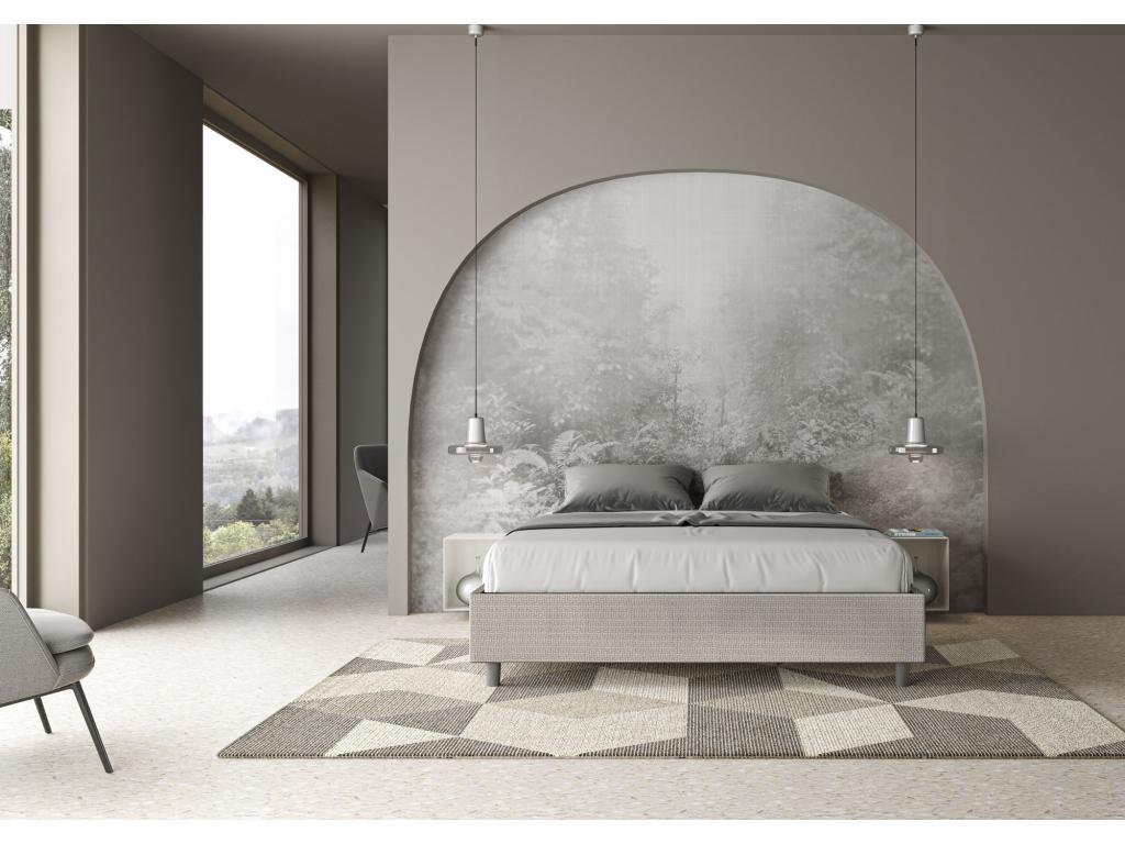 Letto in tessuto bianco, 160 x 210 cm
