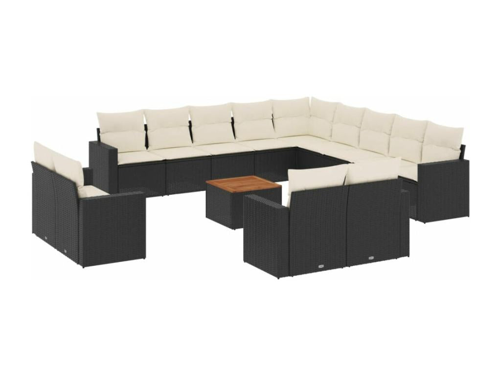 Set di mobili da esterno in vimini intrecciato in resina nera - dlz1766459444349