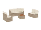 Set di mobili da esterno in vimini intrecciato in resina beige - dlz1766459476302