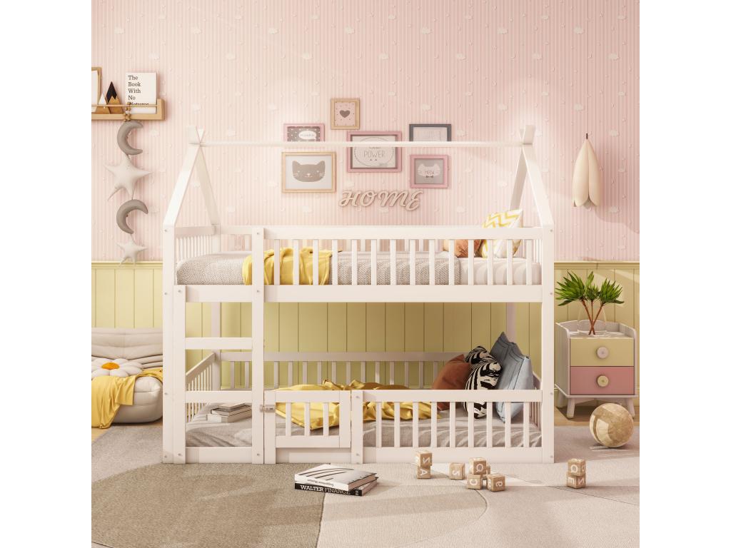 Struttura letto in legno massello bianco, 140 x 200 cm