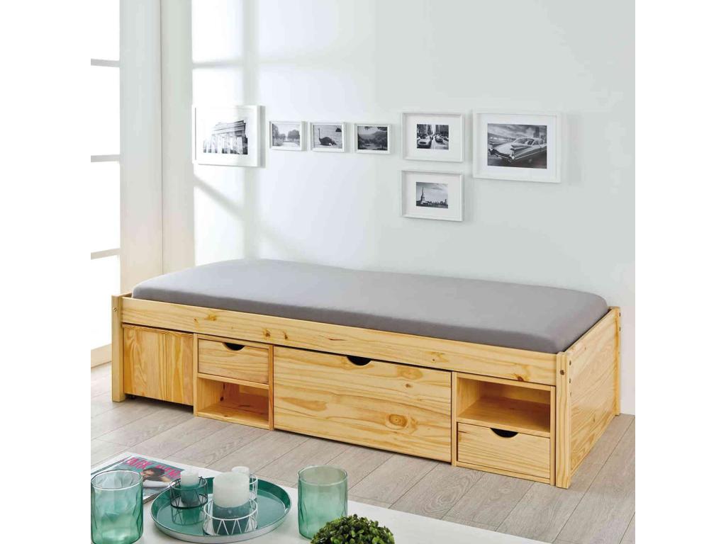 Letto in legno massello naturale, 90 x 200 cm