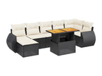 Set di mobili da esterno in vimini intrecciato in resina nera - dlz1766459676827