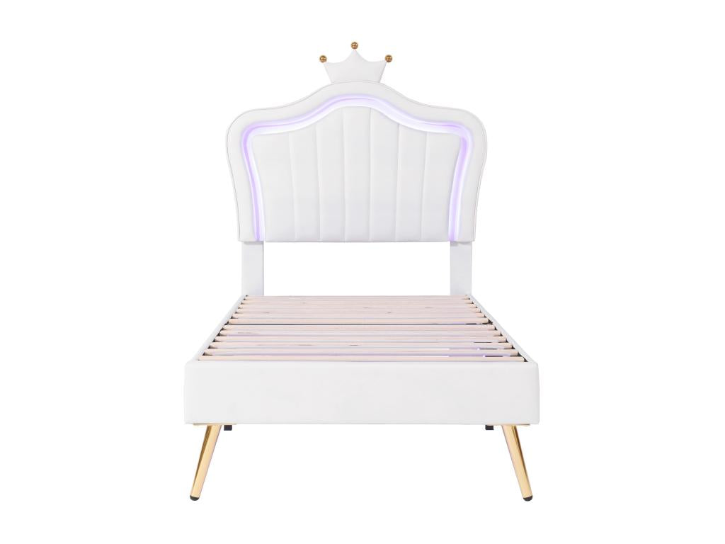 Letto in similpelle bianca, 90 x 200 cm