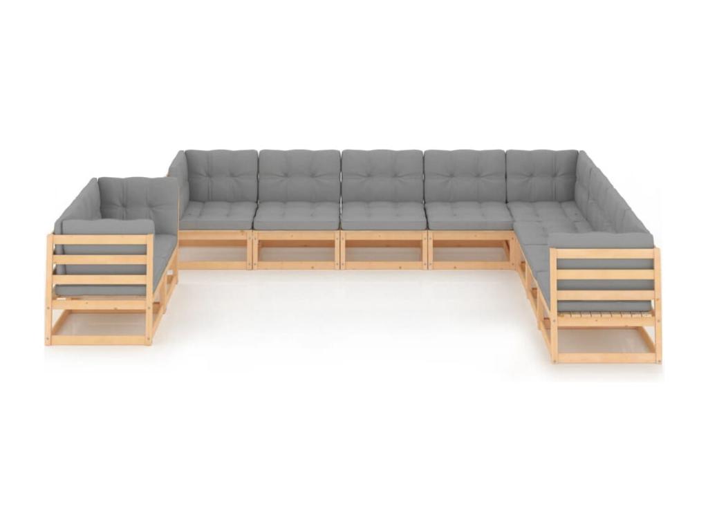 Set di mobili da esterno in legno di pino grigio - dlz1766460100674