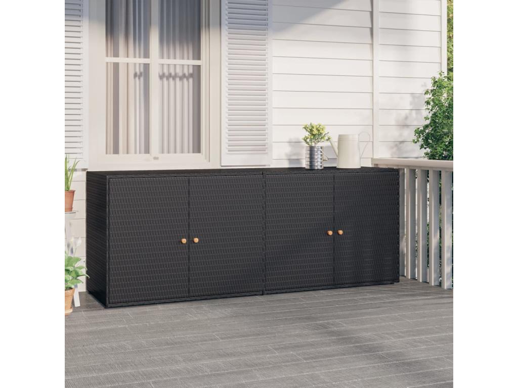 Armadio in vimini intrecciato in resina nera, 198 x 55,5 x 80 cm