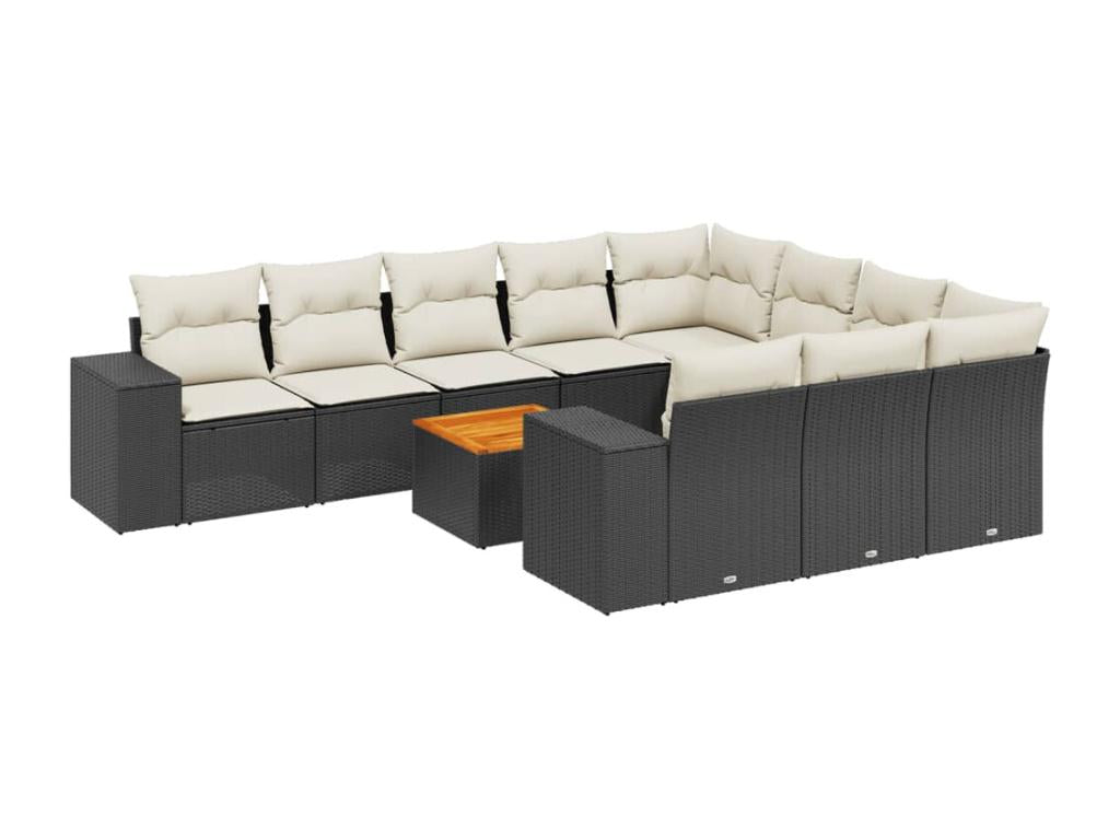 Set di mobili da esterno in vimini intrecciato in resina nera - dlz1766459360660