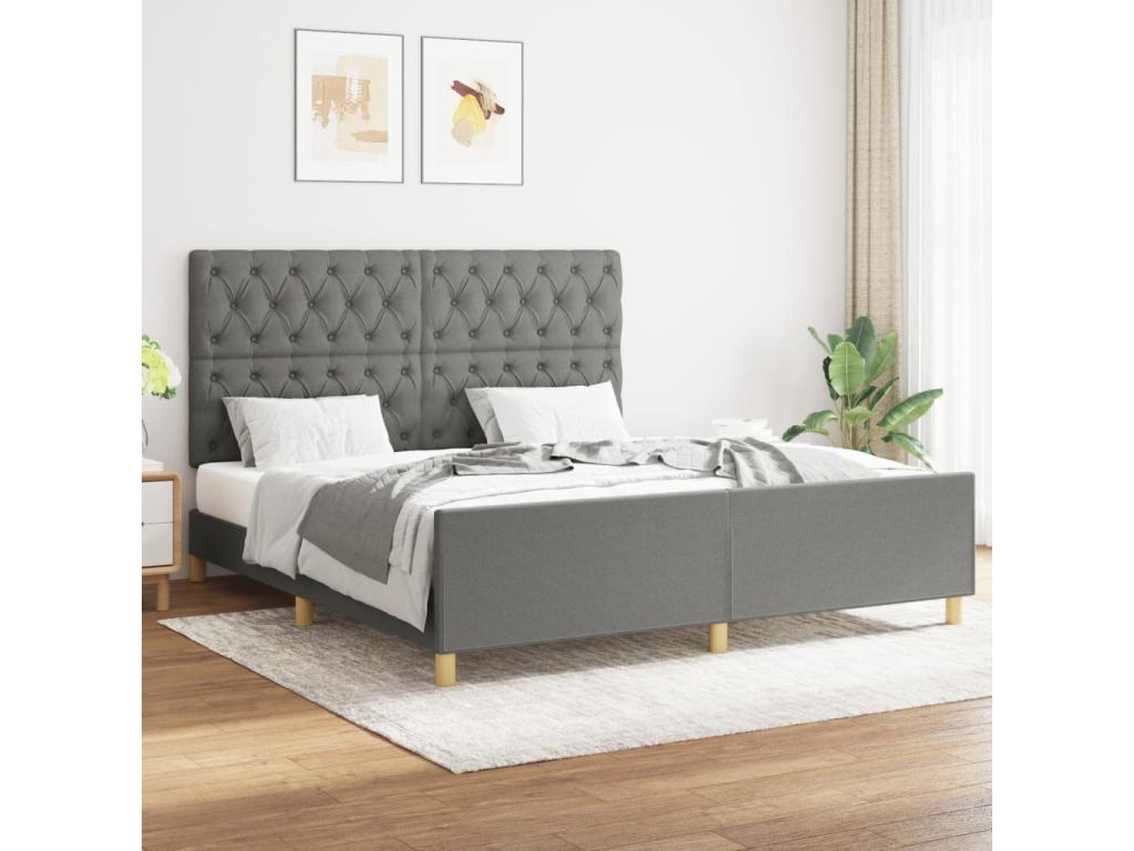 Letto in tessuto grigio, 160 x 200 cm - dlz1766459613122