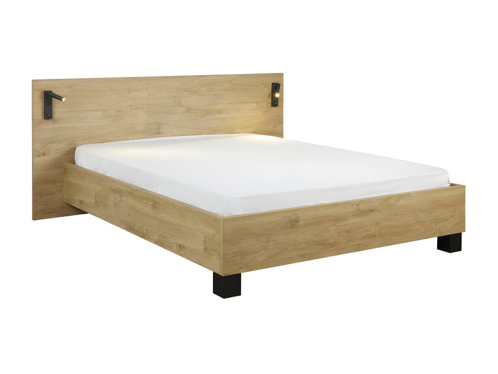 Letto in legno di rovere marrone, 140 x 200 cm