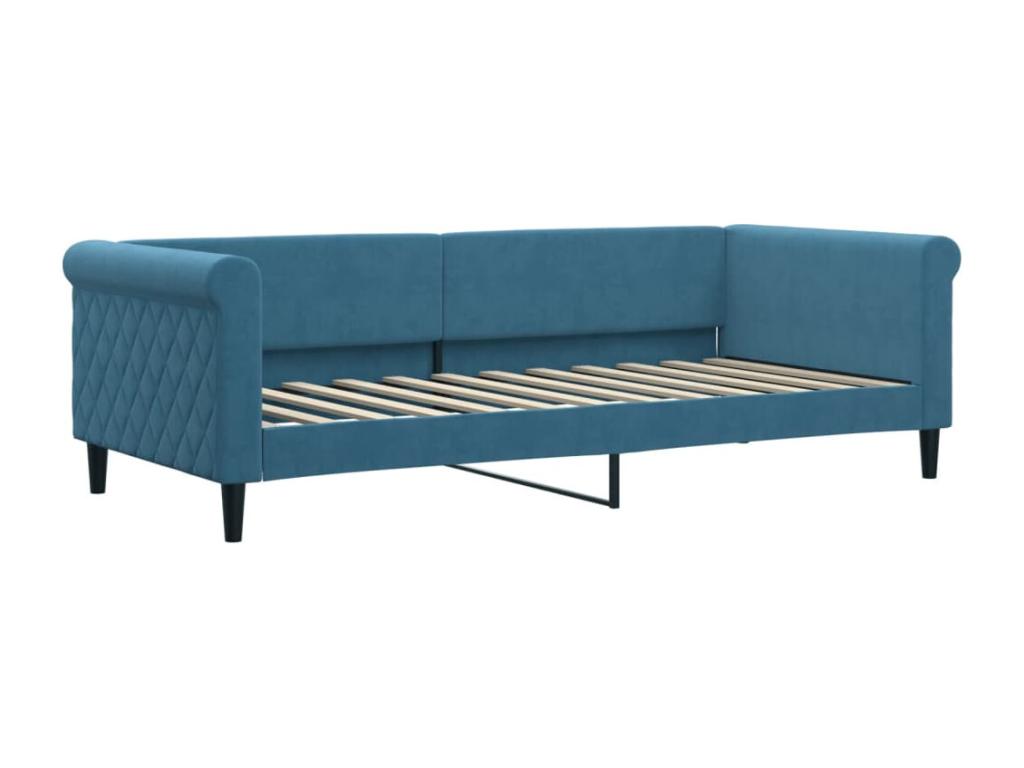 Letto in velluto blu, 90 x 200 cm