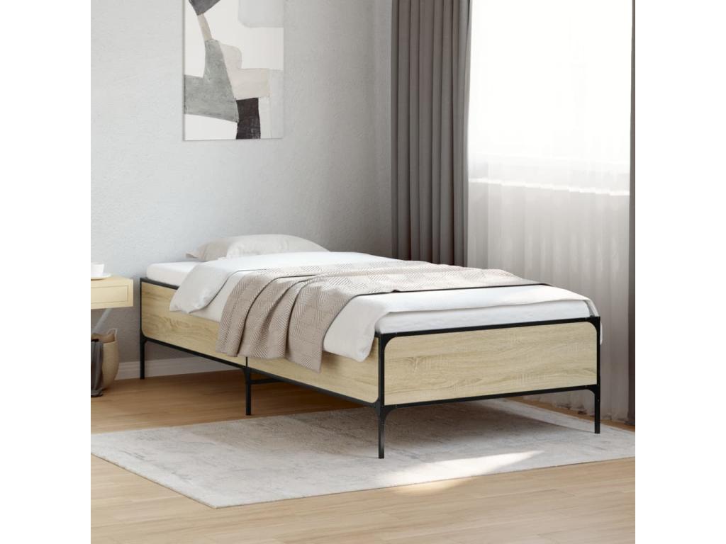 Struttura letto in legno ingegnerizzato marrone, 90 x 190 cm