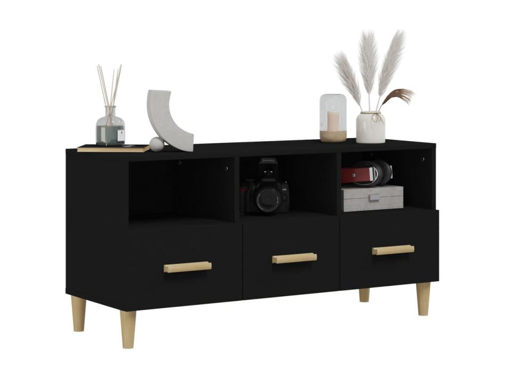 Mobile TV in legno ingegnerizzato nero, 102 x 36 x 50 cm