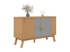 Credenza in legno massello grigio, 114 x 43 x 73,5 cm