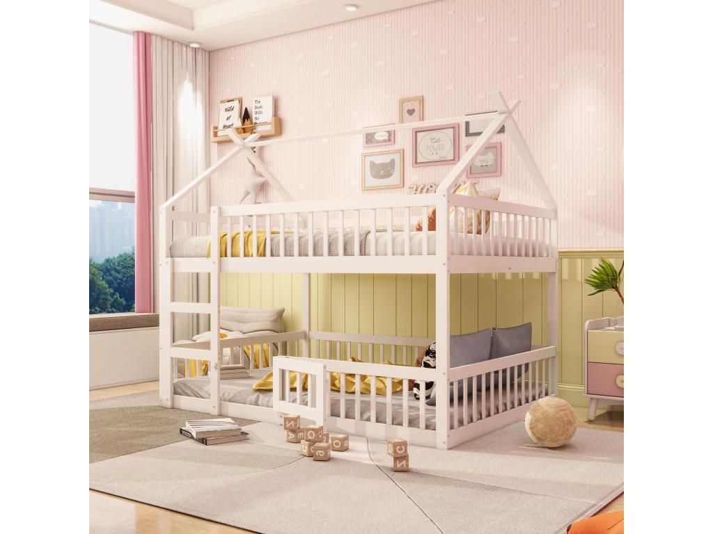 Struttura letto in legno massello bianco, 140 x 200 cm