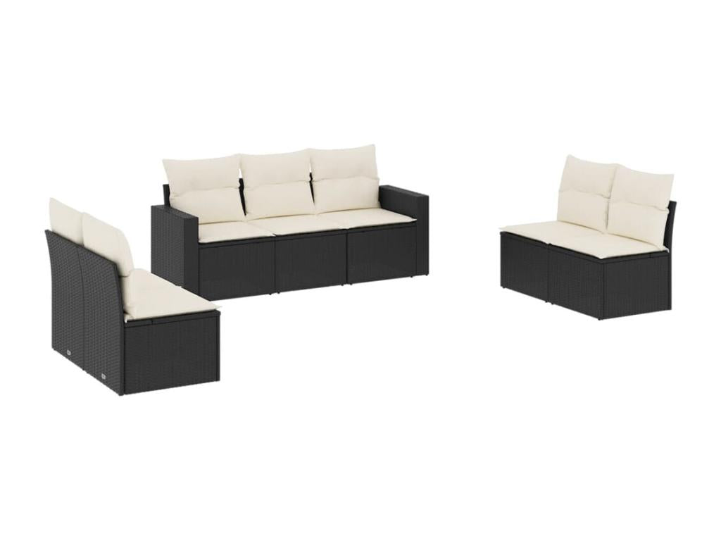 Set di mobili da esterno in vimini intrecciato in resina nera - dlz1766459398014