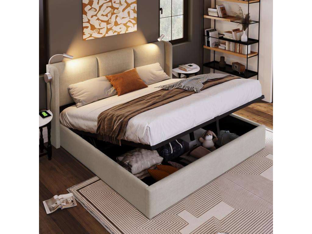 Letto beige, 140 x 200 cm