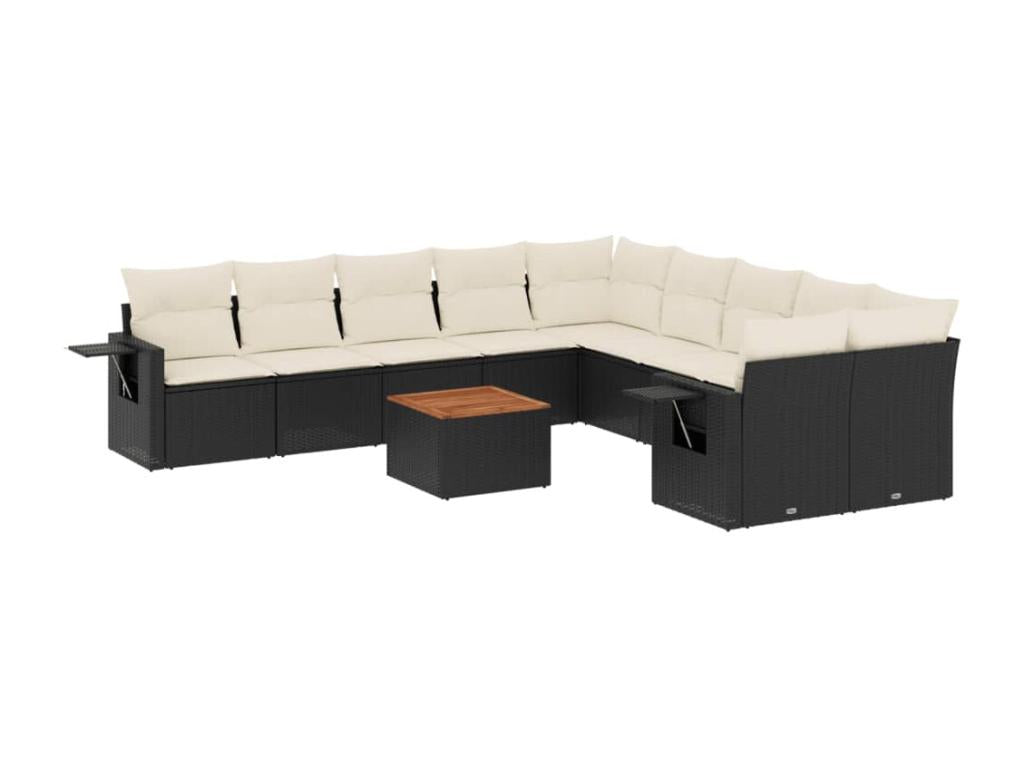 Set di mobili da esterno in vimini intrecciato in resina nera - dlz1766459086681