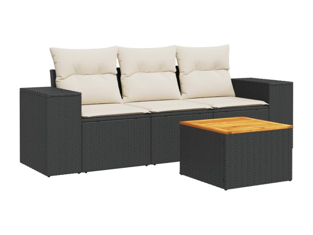 Set di mobili da esterno in vimini intrecciato in resina nera - dlz1766459428845