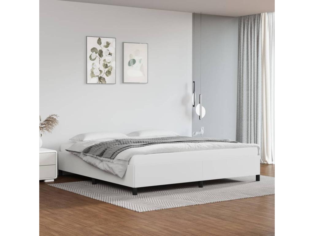Struttura letto in similpelle bianca, 200 x 200 cm