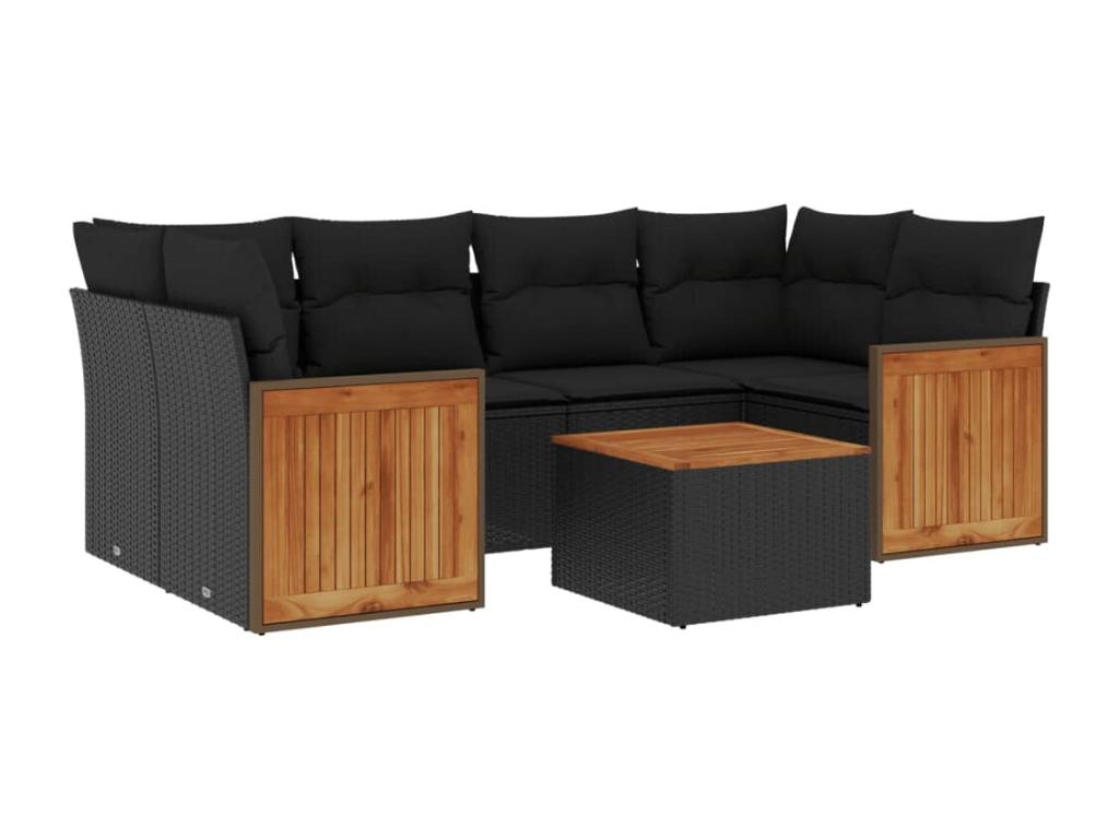 Set di mobili da esterno in vimini intrecciato in resina nera - dlz1766459693231