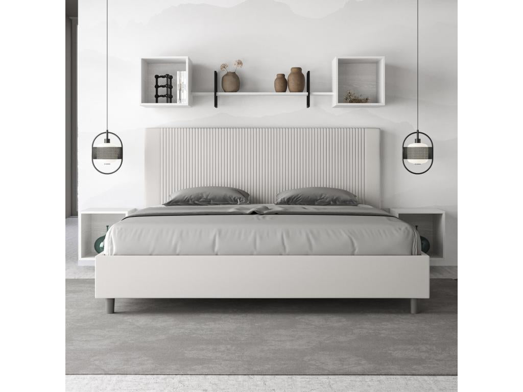 Letto in similpelle bianca, 200 x 210 cm