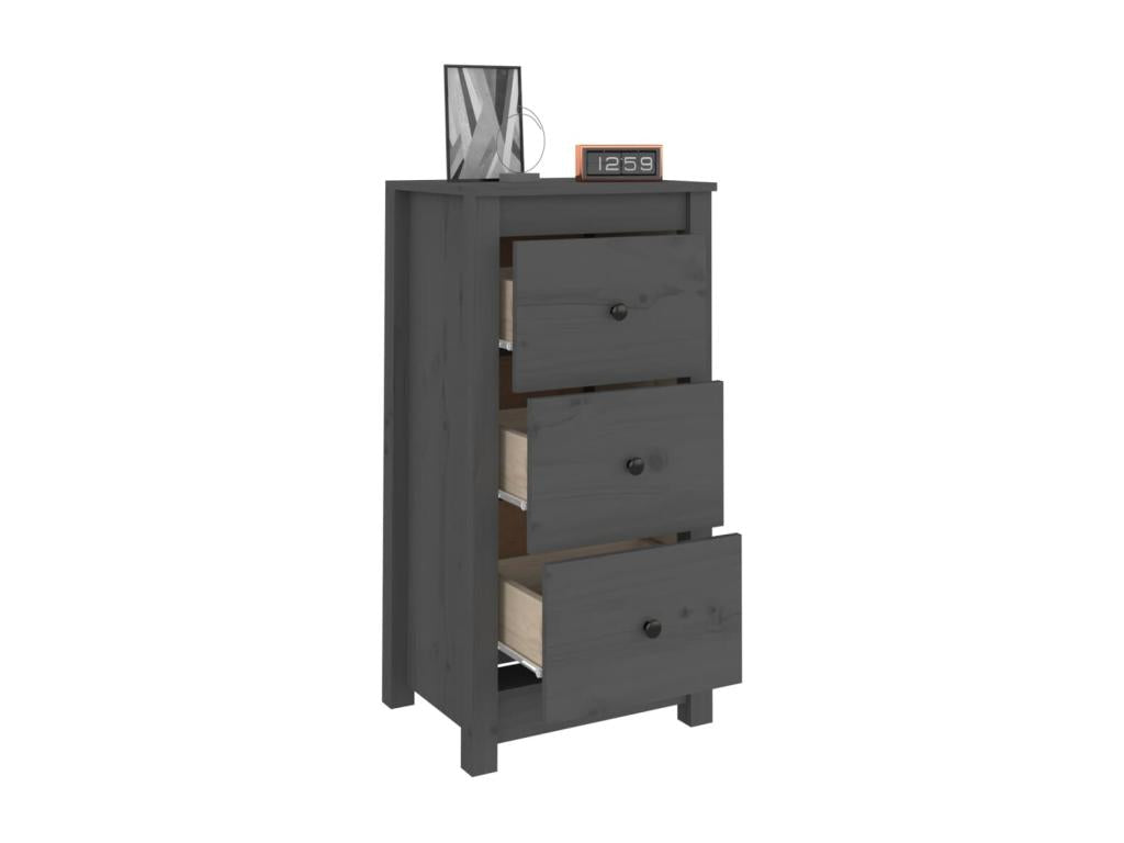 Credenza in legno massello grigio, 40 x 35 x 80 cm