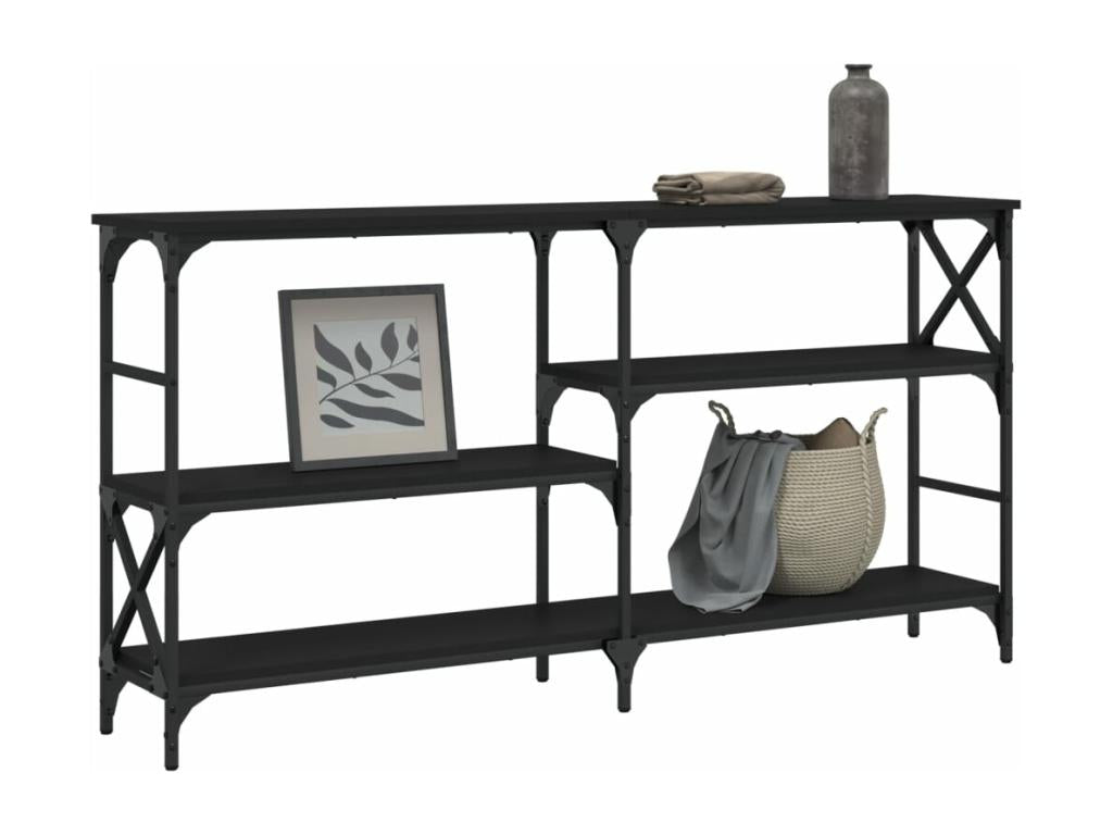 Tavolo in legno ingegnerizzato nero, 150 x 29 x 76,5 cm